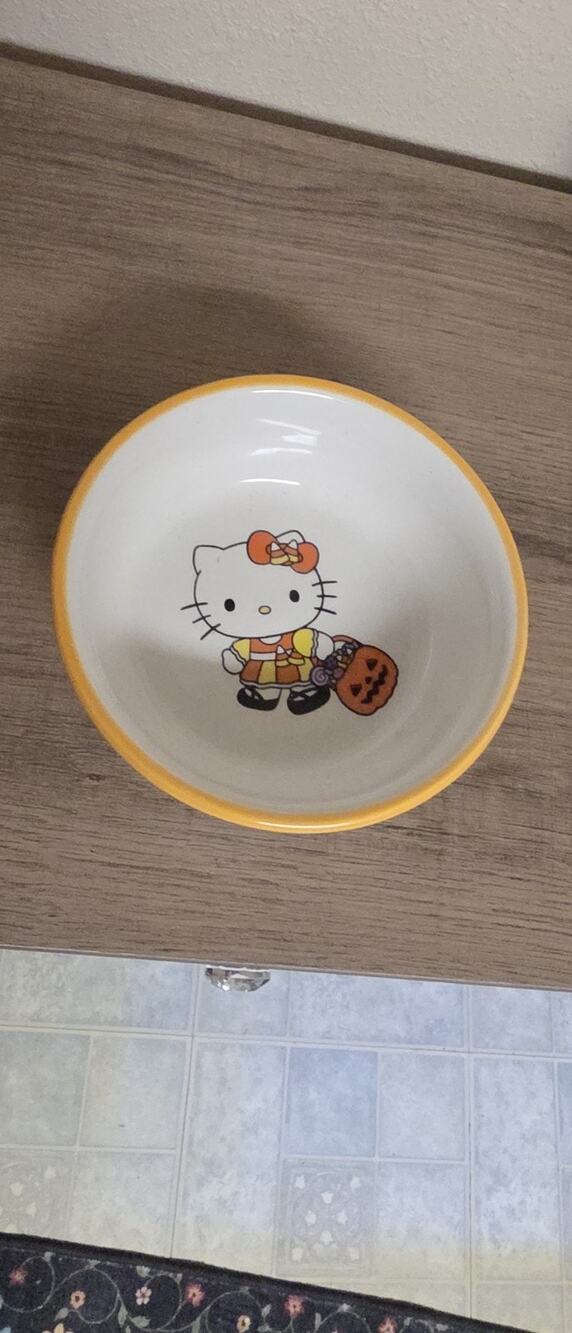 New Hello Kitty Ceramic Halloween Pet Bowl Dog Cat Food Water 5" Bowl